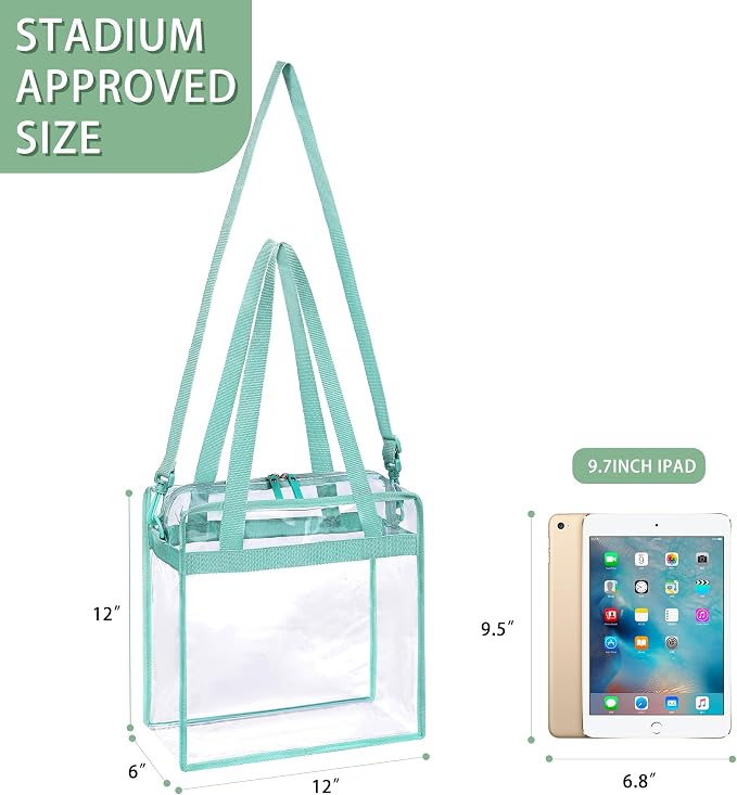 BAGAIL Clear Bags 12x6x12 Stadium Approved Clear Tote Bag