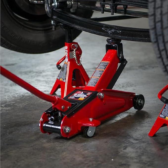 BIG RED T82002-BR Torin Hydraulic Trolley Service/Floor Jack, 2 Ton (4,000 lb) Capacity, Red