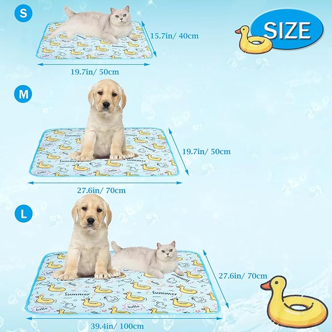 SEIS Dog Ice Pad Ice Silk Cats Kennel Mat Pet Cooling Pad Summer Cool Bamboo Mat Breathable Pad (Duck, S)