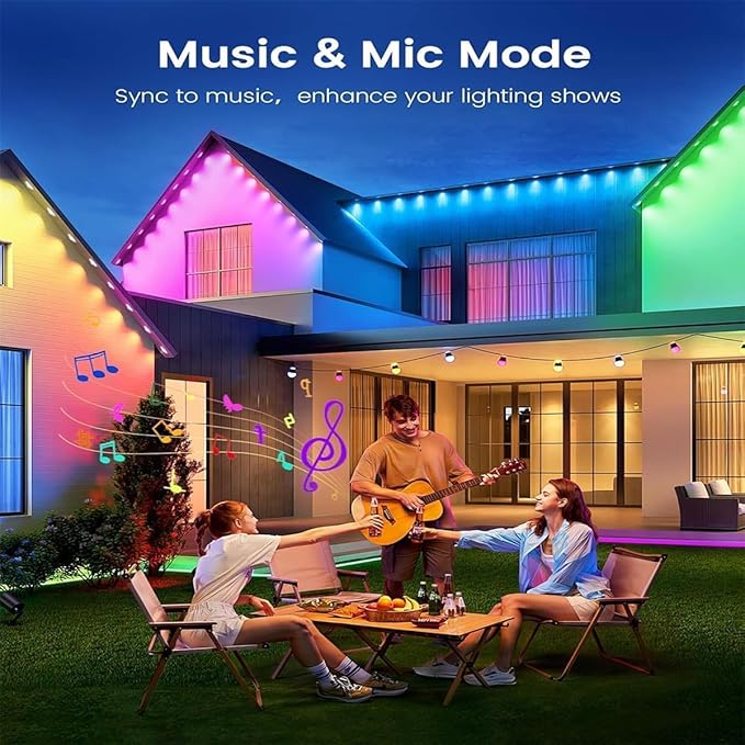 300FT Permanent Outdoor RGB Lights,IP67 Waterproof Smart LED Eaves Lights with App/Remote Control,for Christmas and All Holiday Decor,Daily and Accent Lighting,House Roof and Garden Lighting