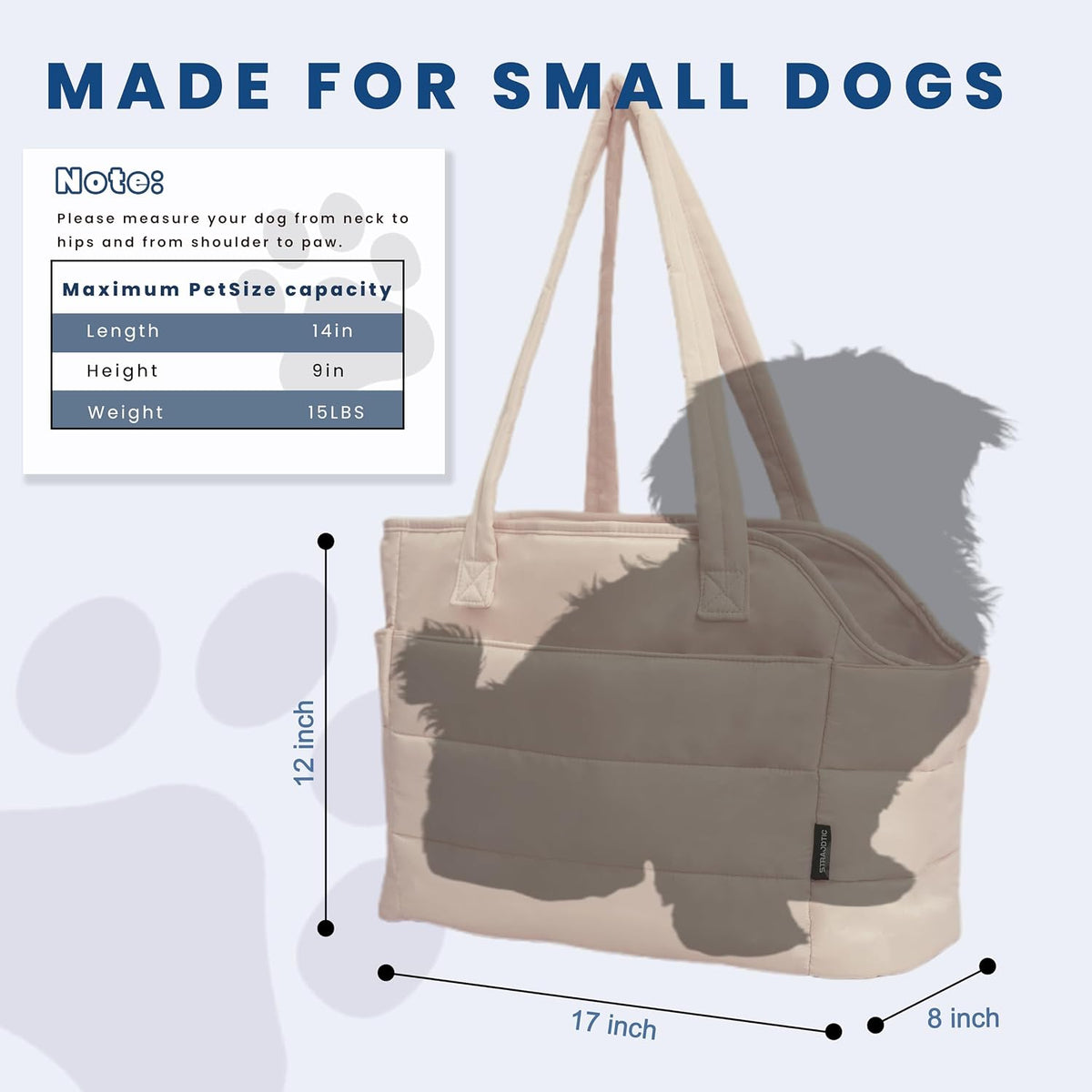 Lightweight Puffy Dog Purse Carrier for Small Dogs, Brown