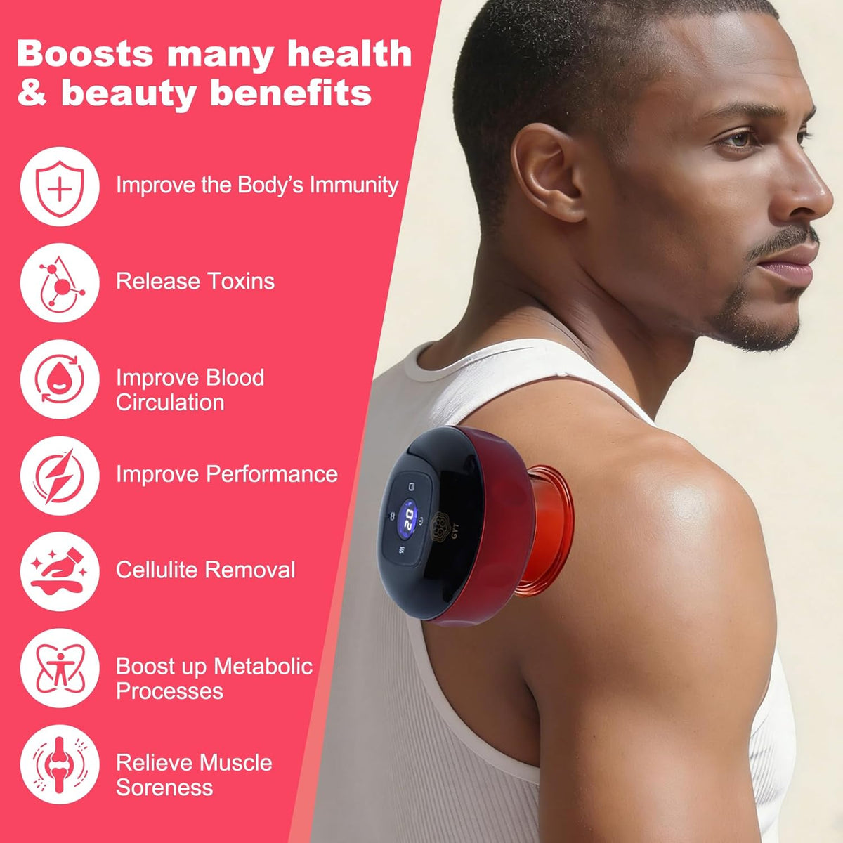 Skiennix 6-in-1 Cupping Set - Electric Cupping Therapy Massager with Heat & Red Light | Portable Pain Relief Device