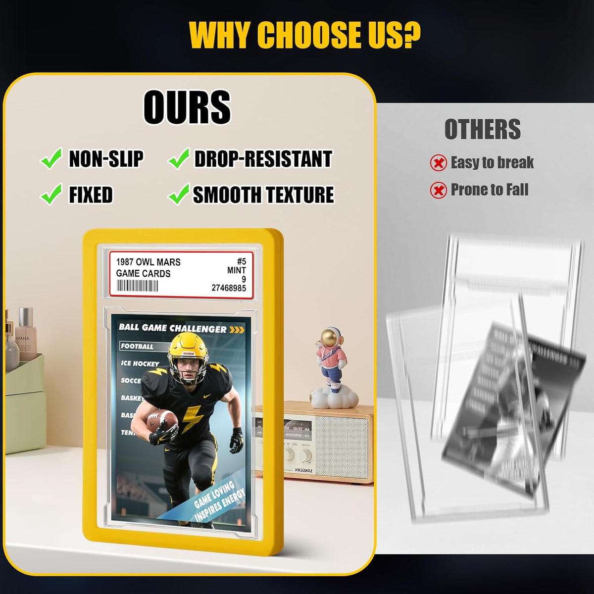 PSA Graded Card Slab Bumper Set - Hard TPU Protectors with Label Position for Game & Trading Cards