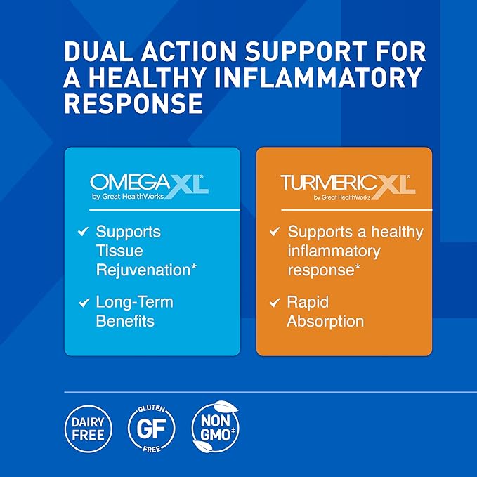 OmegaXL Powerful Joint and Muscle Support Supplement 60 Count (2 Pack) & TurmericXL (30 Count)