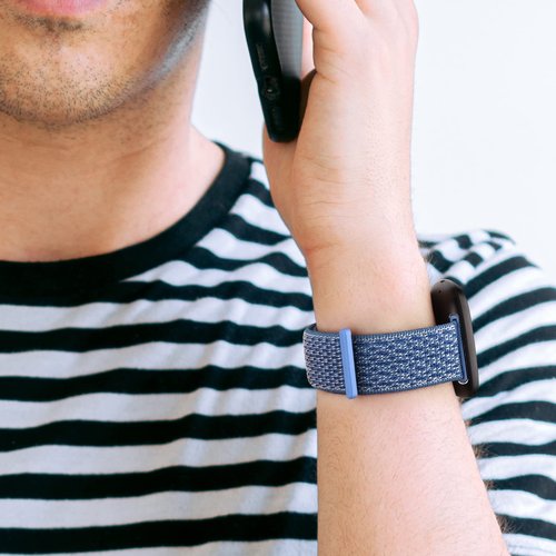 3 Pack Nylon Sport Band, Compatible with Fitbit Sense 2 bands / Fitbit Sense bands /Fitbit versa 4 bands /Fitbit Versa 3 bands Adjustable Sport Solo Loop Replacement Wristband Straps for Women Men (Black+Cape Blue+Seashells)