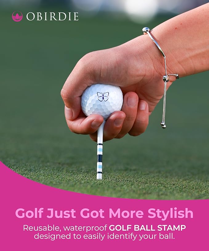 Self-Inking Golf Ball Stamp | Chic & Fun Golf Ball Stamper | Fast-Drying, Waterproof Golf Ball Marker Stamp | Reusable Golf Accessories for Women | Golfer Gifts | Golf Gadgets