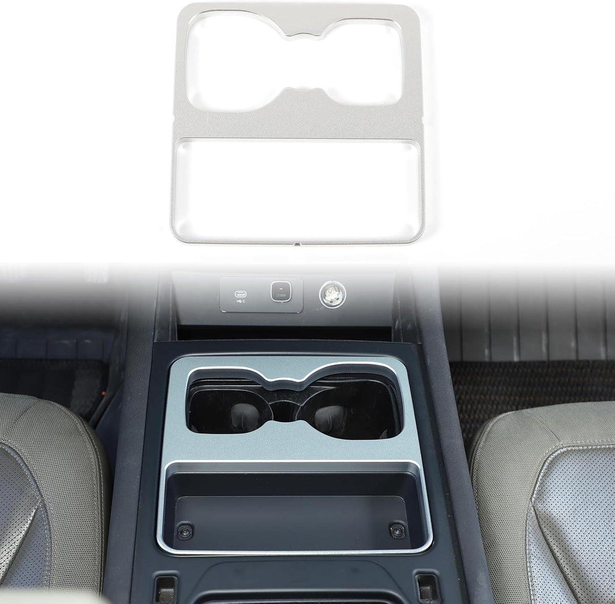 Cup Holder Frame Trim Cover Compatible with Land Rover Defender 90 110 130 2020 2021, Center Console Cup Holder Expander Frame Trim Cover, 1Pcs (Black)