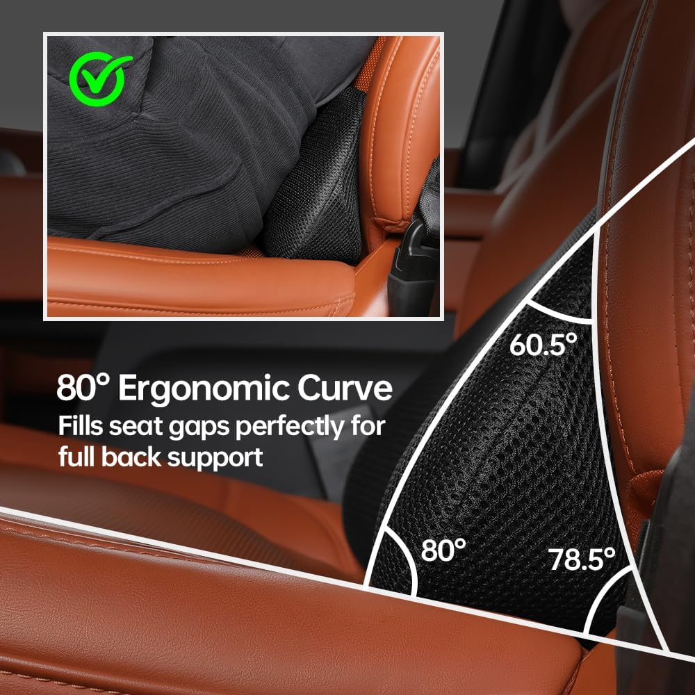 Aerovia Oegive 1P Car Lumbar Support with Ergonomic Structure, Suitable for Office Chairs, Gaming Chairs and Car Seats, Memory Foam Material with Breathable Mesh Fabric, Long-Lasting Lumbar Support