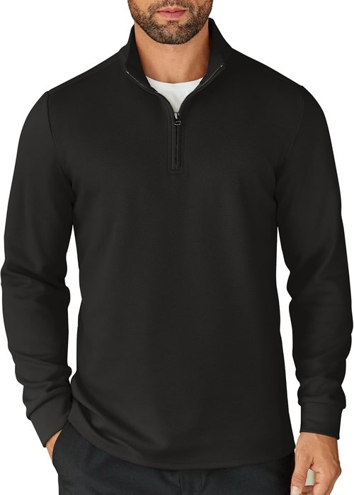 COOFANDY Men's Lightweight Quarter Zip Pullover Sweatshirt - Casual Long Sleeve Polo Shirt