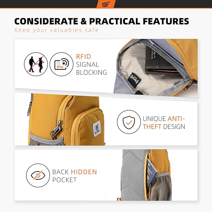 SKYSPER Sling Bag RFID Crossbody Sling Backpack Cross Body Shoulder Bag Travel