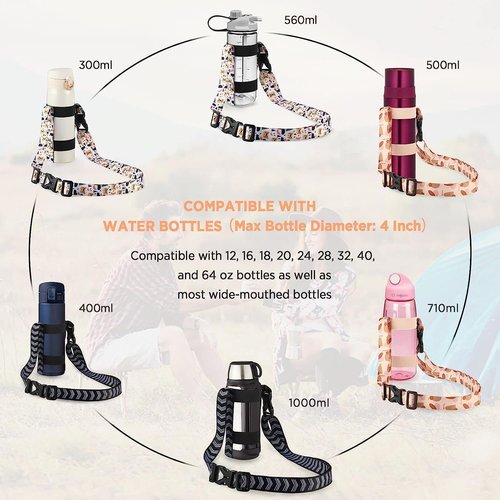 EasyAcc Water Bottle Holder Sling - Universal Fit for Owala, Hydro Flask, Yeti & More - Includes Carabiner