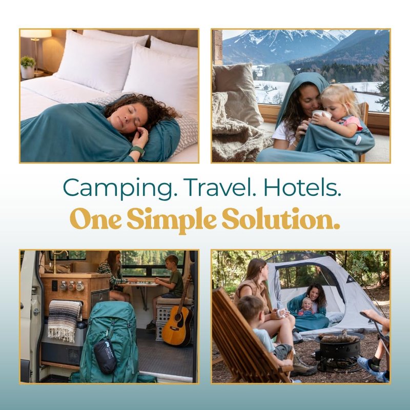 Sleeping Bag Liner for Hot or Cold Weather Camping, Ultra-Soft, Washable 86x35" , Lightweight & Anti-Static Polyester Knit, Sleep Sack Adult Travel Sheets, Summer Sleeping Bag liner Cotton Feel