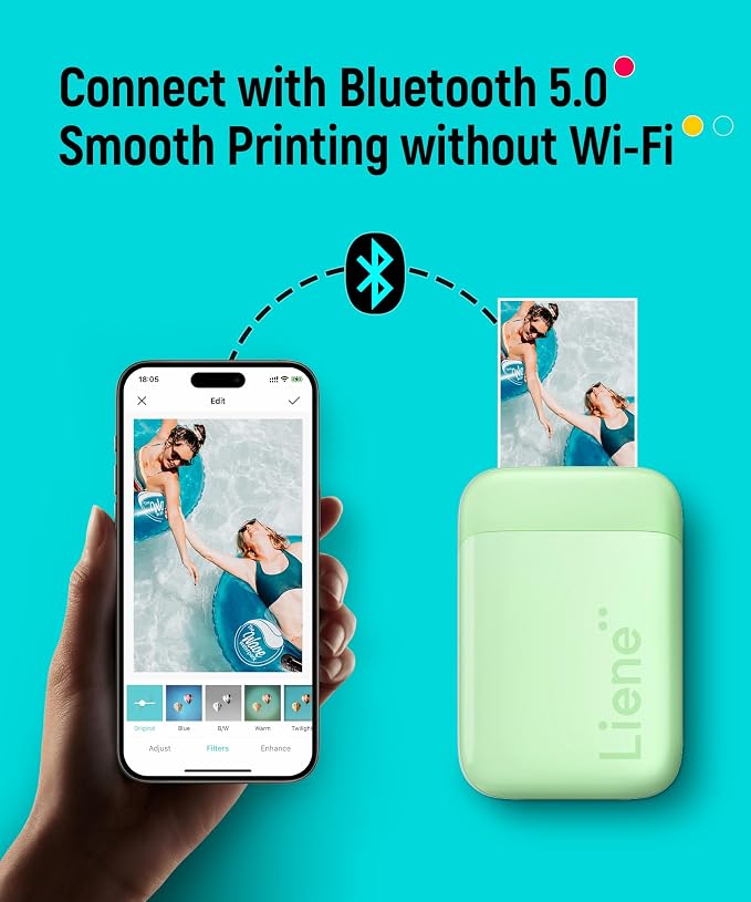 Liene Pearl K100 Photo Printer, 2x3” Mini Portable Instant Phone Printer 50