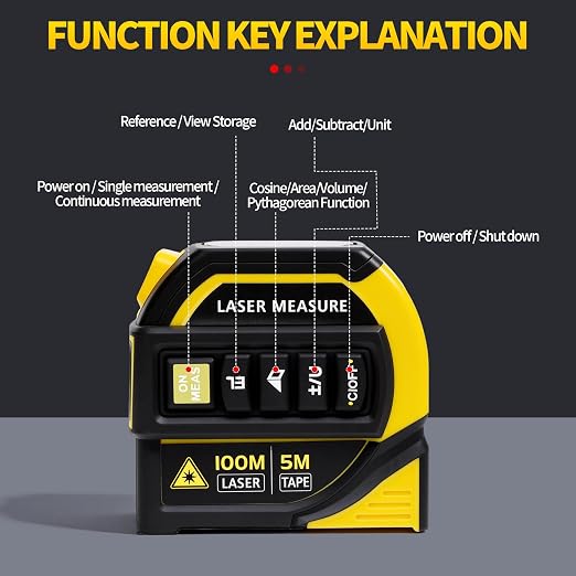 4-in-1 Digital Laser Tape Measure, 328ft Laser Distance Meter