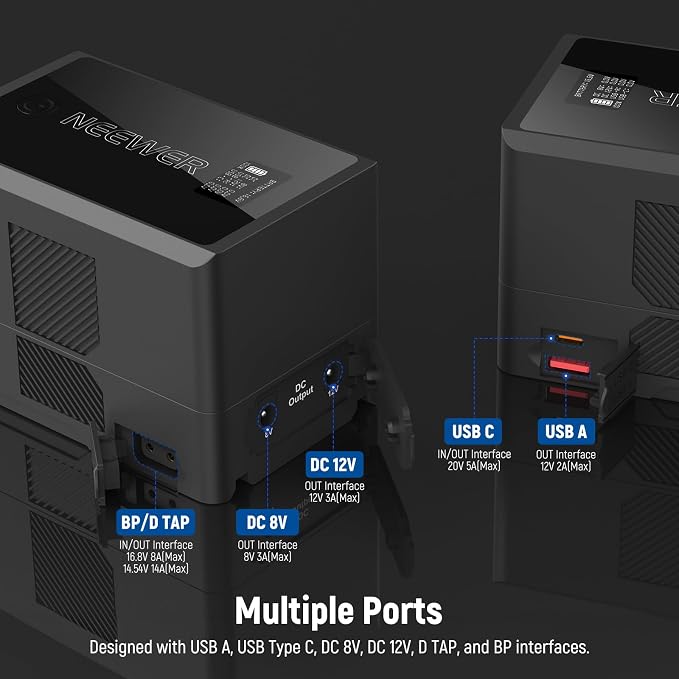 Neewer V Mount Battery PS150E Supports 100W PD USB C Fast Charging, 10350mAh