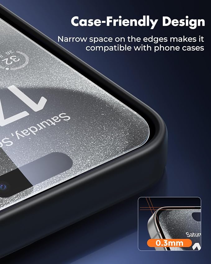 UNBREAKcable iPhone 15 Pro Max Screen Protector 3-Pack, Upgraded Dual-Tempered