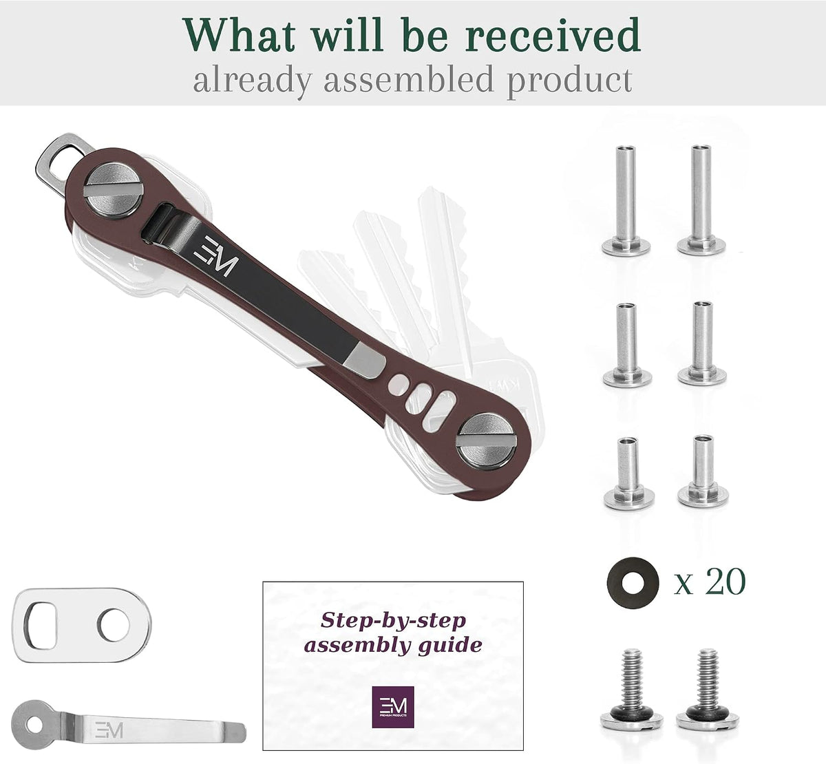 EM Compact Key Holder, Pocket Key Organizer, 14 Keys Key Bar