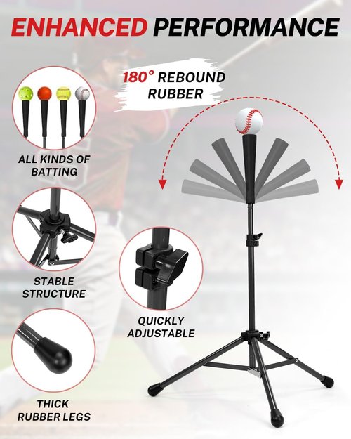 Gonex Baseball Batting Tee - Collapsible Portable Tripod Stand with Carrying Bag - Ideal for Softball Practice