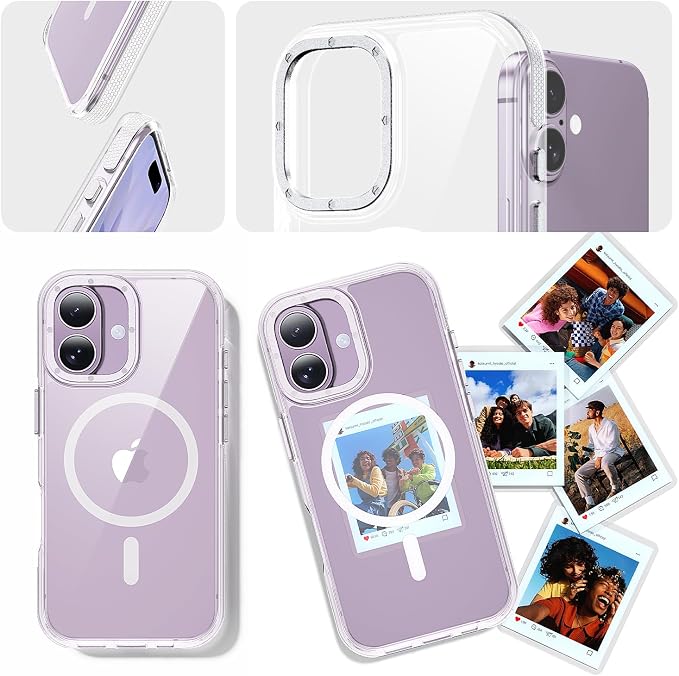 toushion 3 in 1 for iPhone 17 Case Clear Bumper, Fits MagSafe, Shockproof Guard