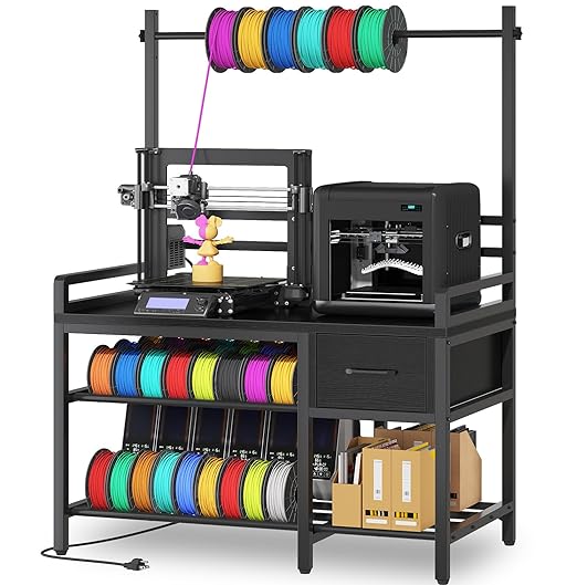 3D Printer Stand with Filament Storage – Tall 66" Heavy Duty Metal 3D Printer