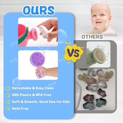 Fajiabao Baby Bath Toys - Mold-Free Fun for Kids Aged 1-3 | 5-Piece Set for Bathtub & Pool