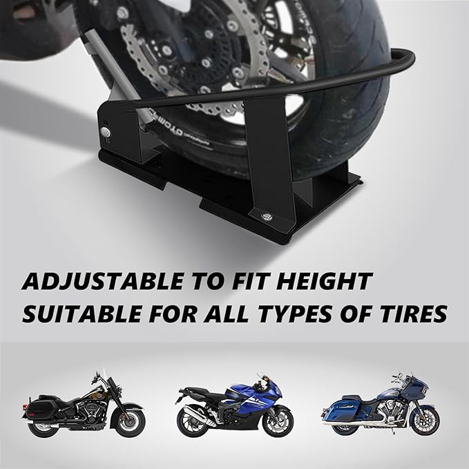 ROBLOCK Heavy Duty Steel Motorcycle Wheel Chock,1800 lbs Capacity Motorcycle Front Wheel Stand with 3 Adjustable Height Holes,Easy to Carry and Storage Suit for Dirt Bike,Motorcycles