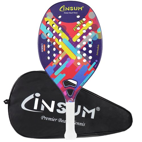 Beach Tennis Racket - Carbon Fiber Beach Tennis Paddle with Sand Grit Surface - Soft EVA Racquet - Lightweight Beach Tennis Equipment