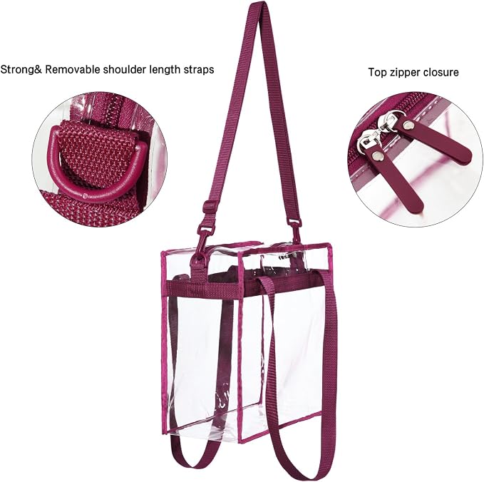BAGAIL Clear Bags 12x6x12 Stadium Approved Clear Tote Bag