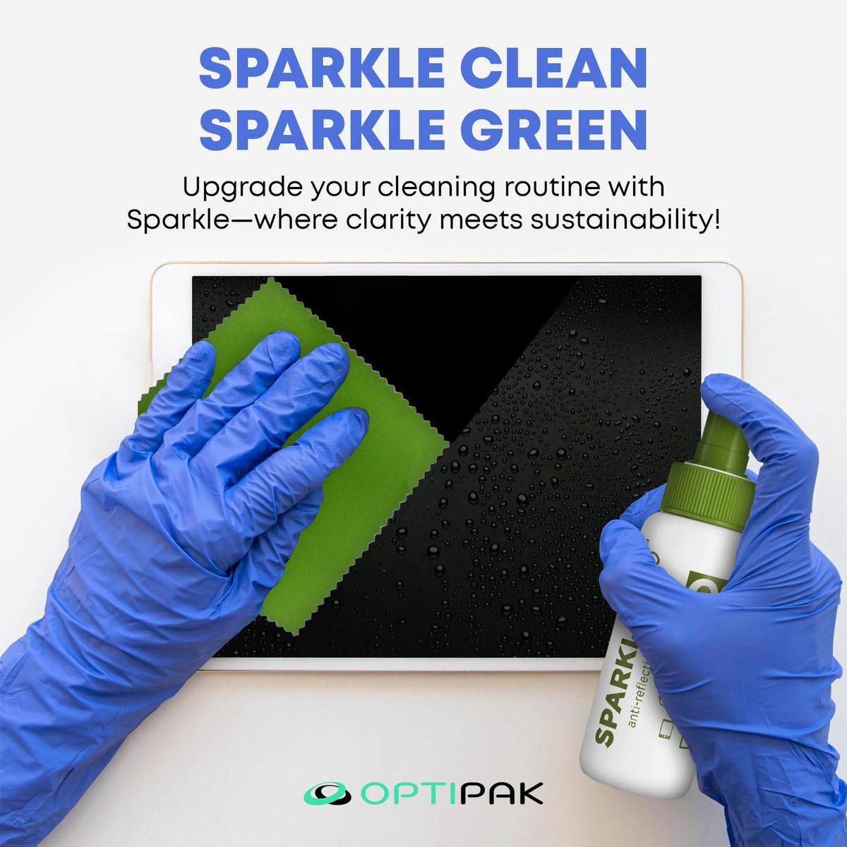 Sparkle Anti-Reflective Eco Friendly Lens Cleaner Spray Kit |(2x) 4oz + (2x) 1oz Glasses Cleaner Bottle + (4x) Microfiber Cloth for Eyeglasses, Lenses, Screens and Sunglasses Cleaning Kit(8 Piece Set)