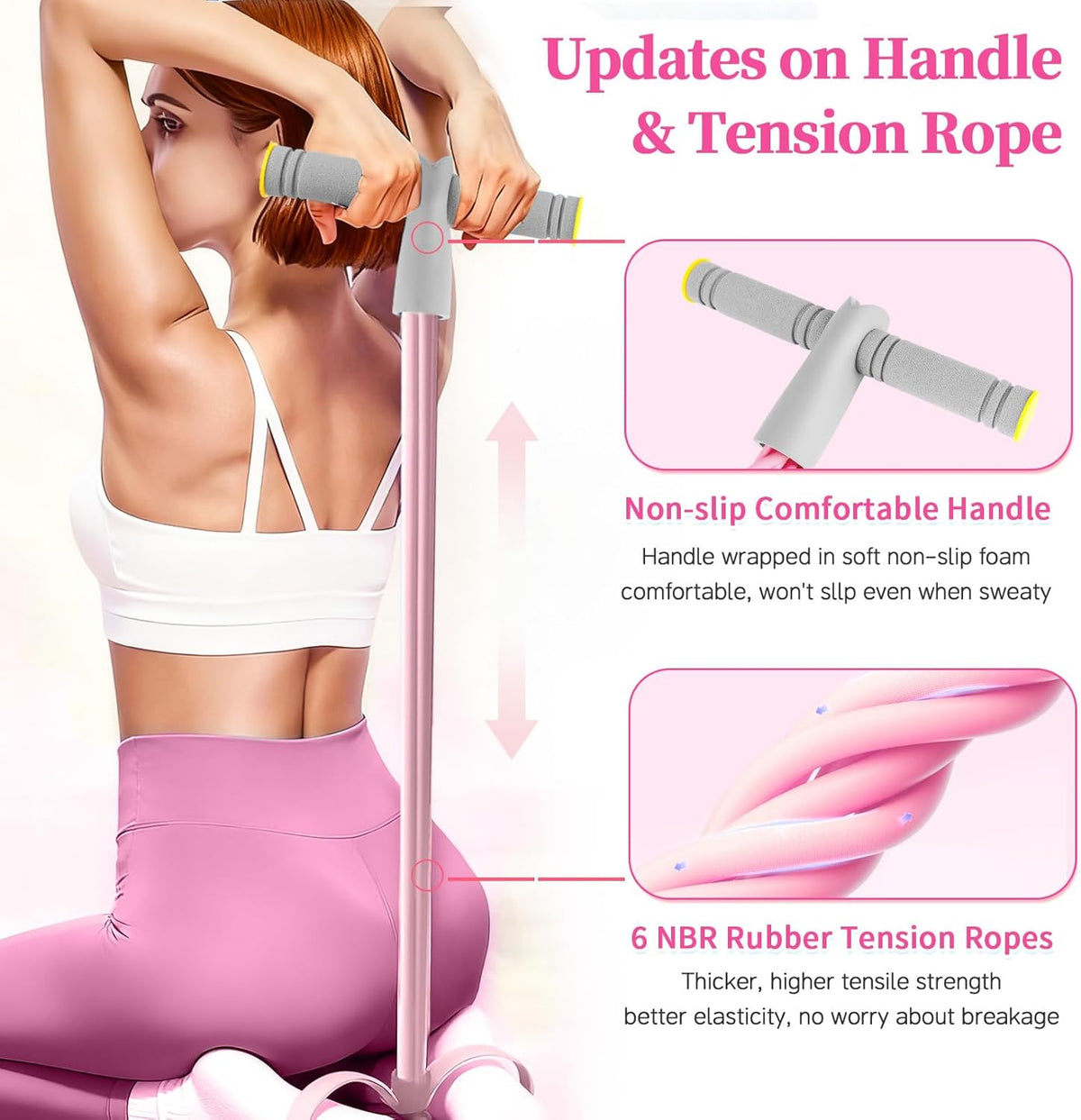 Skiennix Pedal Resistance Bands - Durable 6-Tube Design for Full-Body Workouts | Natural Rubber, Versatile Fitness Tool