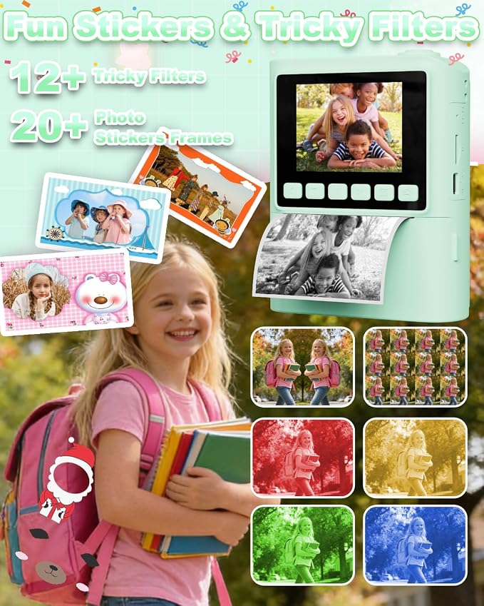 Instant Print Camera for Kids, 1080P Instant Digital Print Cameras for Toddler