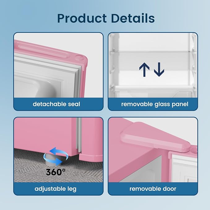 Mini Fridge with Freezer 3.2 Cu.Ft for Bedroom and Office Pink | Single Door, Small Refrigerator, Energy-efficient, Low Noise, Mini fridge for Dorm