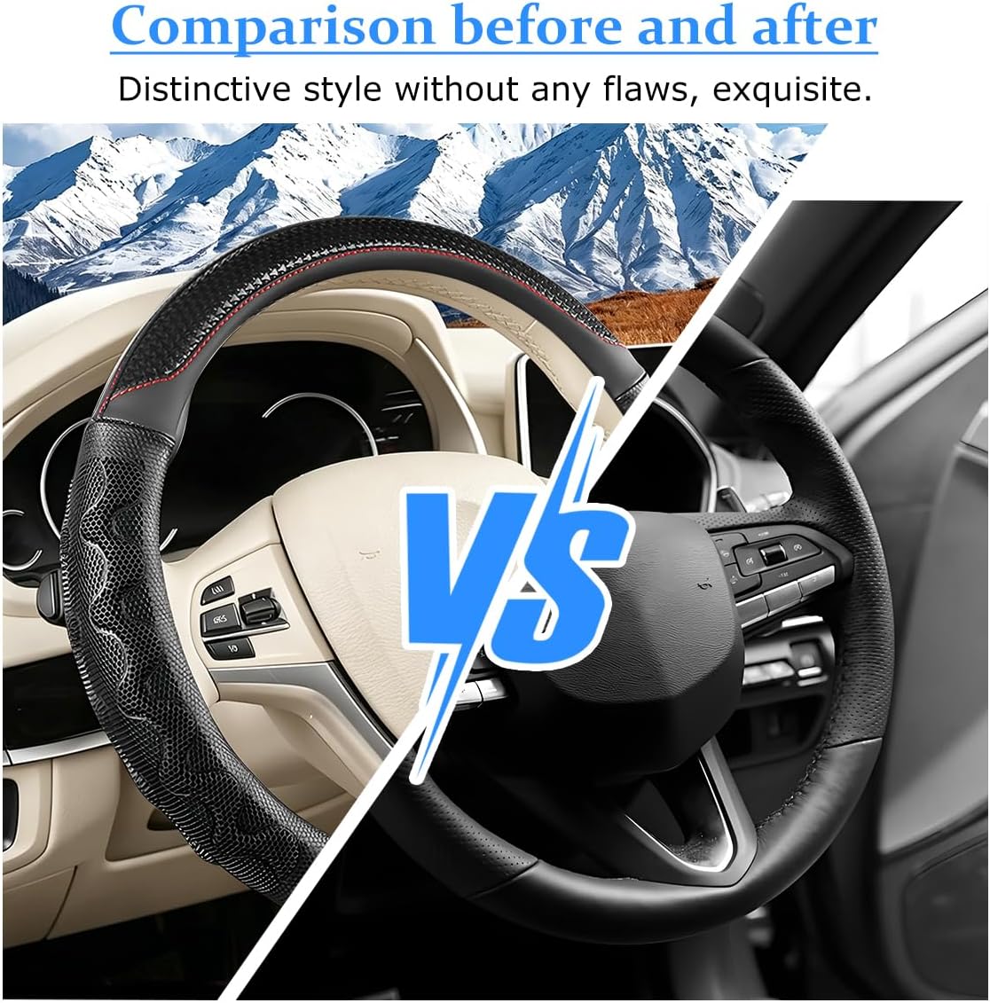 Car Steering Wheel Cover, 3D Honeycomb Anti-Slip Breathable, Black