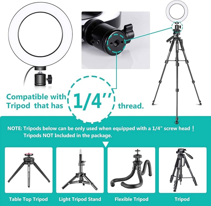 Ring Light OEBLD Dimmable with 3 Light Modes & 10 Brightness Level 360° Rotae