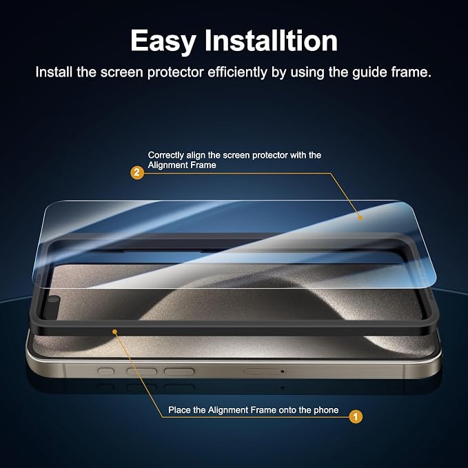 NEW'C 3x for iPhone 15 Pro Max Screen Protector+ 3x Camera Lens Protector