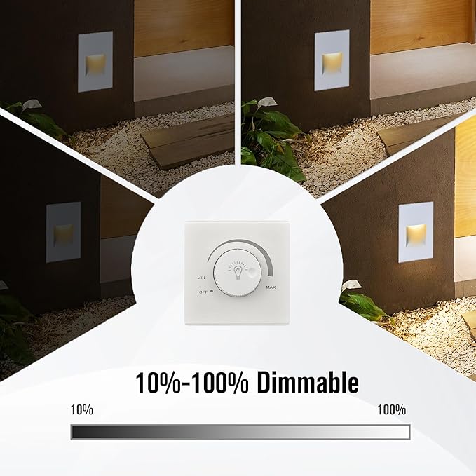 LED Outdoor Step Lights Indoor Stair Lights, 120V Dimmable 3000K/4000K/5000K 3 Color Selectable, 4W IP66 Waterproof, White Deck Lights for Steps Vertical, 3-Pack