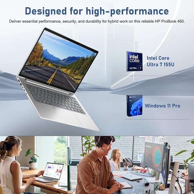HP ProBook 440 G11 Intel Core Ultra 7 155U 14" FHD+ IPS Business AI Laptop | 16GB DDR5, 512GB SSD, Fingerprint, 1080p IR Camera, Backlit, HDMI, Wi-Fi 6, Win 11 Pro, Thunderobot 7 in-1 USB-C Hub Bundle
