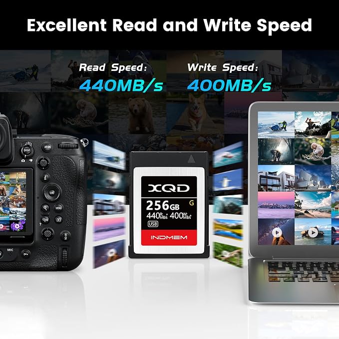 INDMEM XQD 256GB Memory Card, 5X Tough MLC XQD Flash Memory Card High Speed G