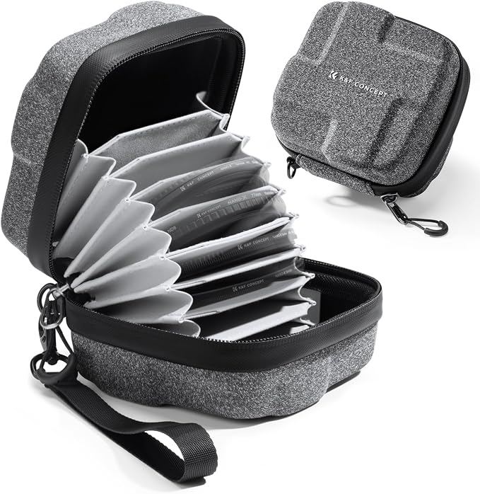 K&F CONCEPT 10 in 1 Lens Filter Case, Hard Shell Camera Filter Pouch Up to 82mm