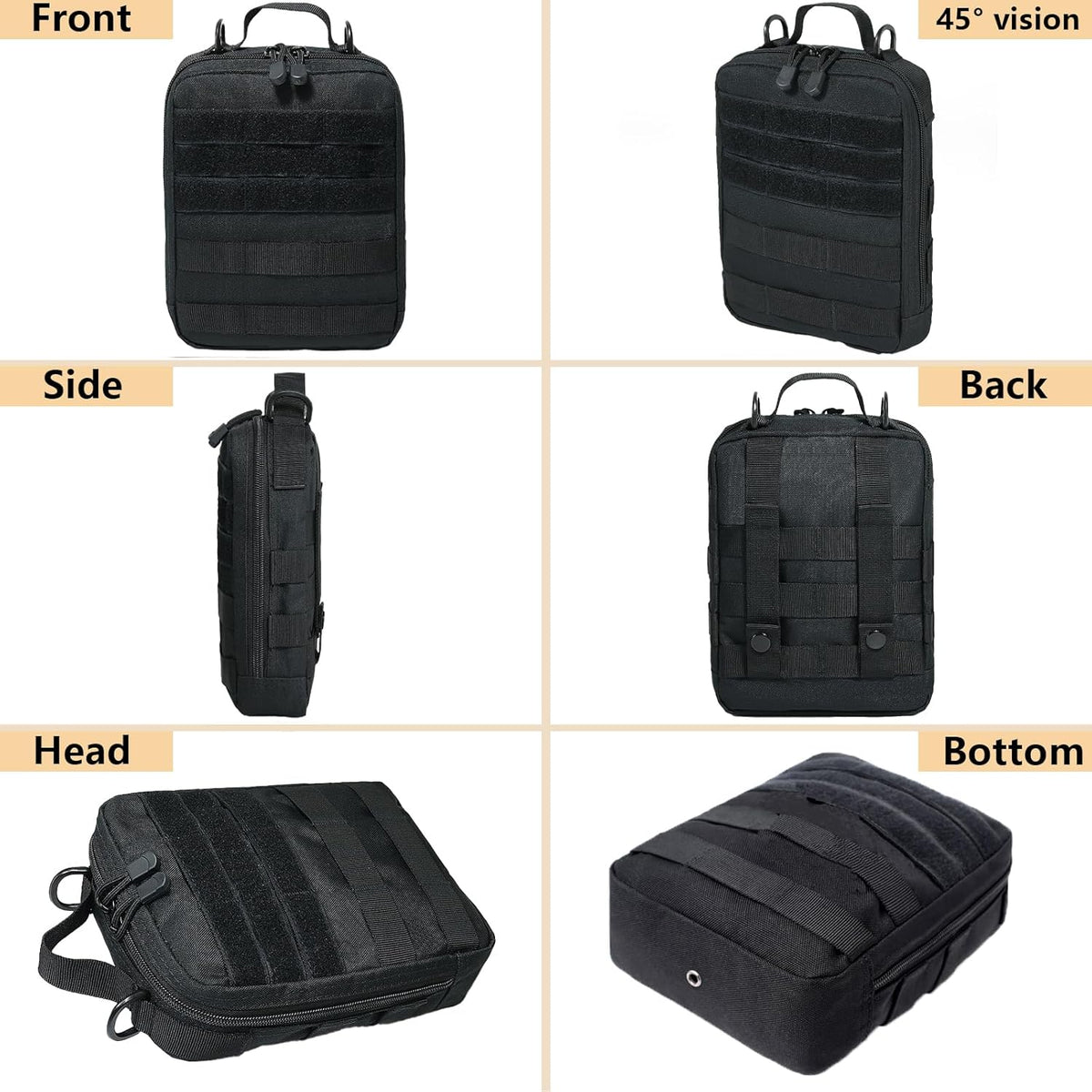 Skiennix Tactical Molle Pouch - Compact Black Camo EDC Utility Gear for Military Carry