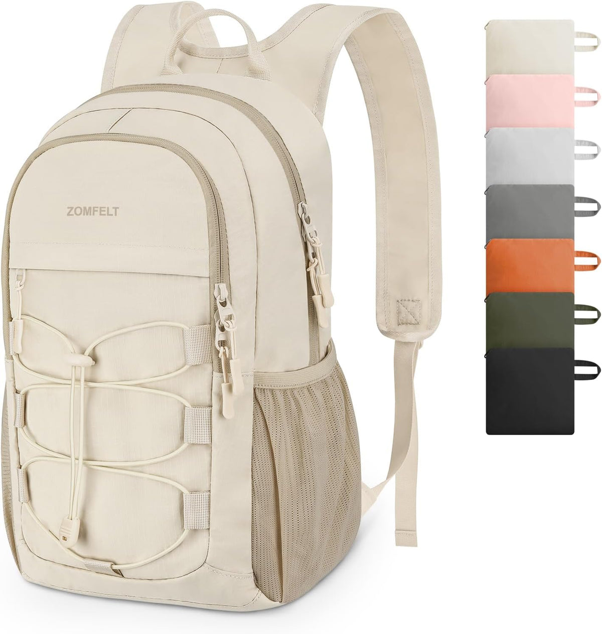 ZOMFELT Lightweight 15L Hiking Backpack - Water Resistant & Packable Daypack for Travel | Beige
