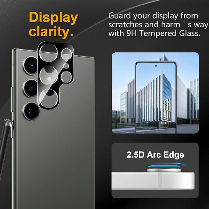 3 Pack Camera Lens Protector for Samsung Galaxy S23 Ultra, Tempered Glass