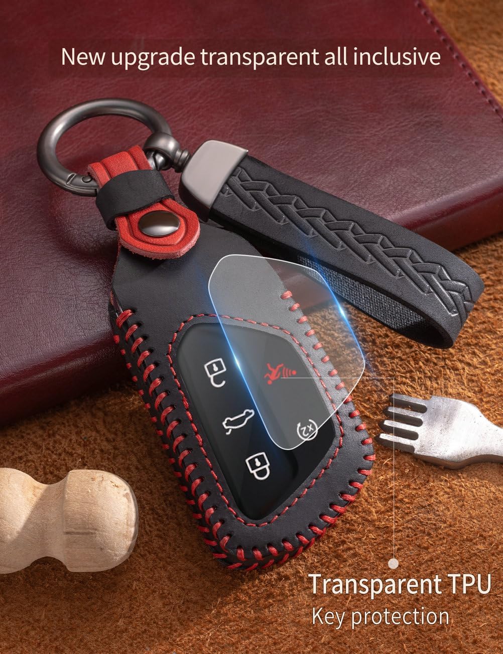 for Volkswagen Key Fob Cover Leather Car Key Case Keychain Fob Holder