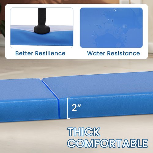 Fitvids Folding Exercise Mat - High-Density 2'x6'x2" Gymnastics Mat with Carrying Handles for Home Yoga & Pilates