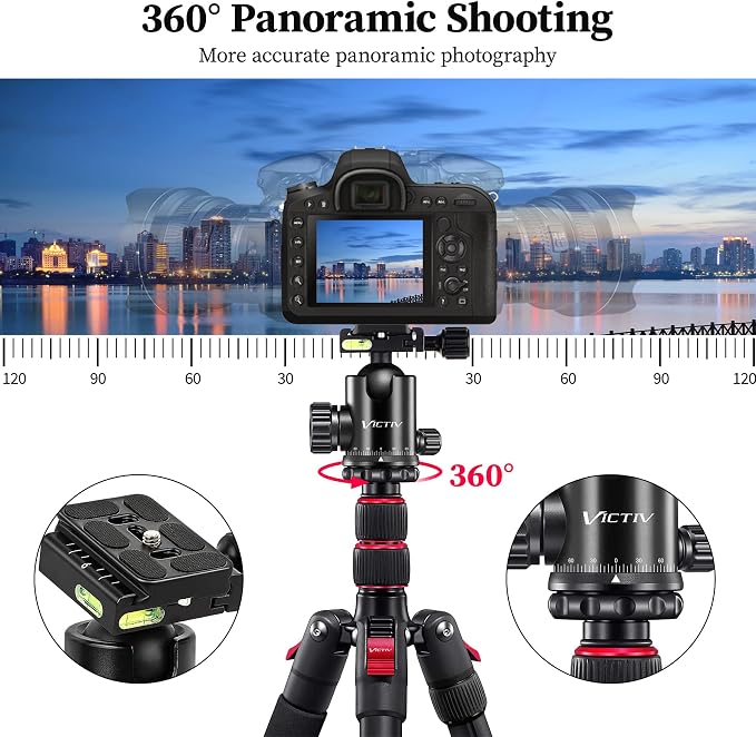 81" Professional Tripod for Camera & Phone -Tall, Compact Travel Tripod Stand