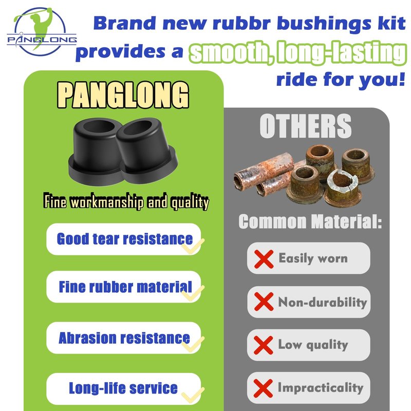 Panglong EZGO TXT Rear Leaf Spring Bushing and Sleeve Kits with Screws and Nurs-Suitable for EZGO TXT & PDS Gas and Electric Golf Carts,OEM# 70289-G02, 14158-G1, 1015583
