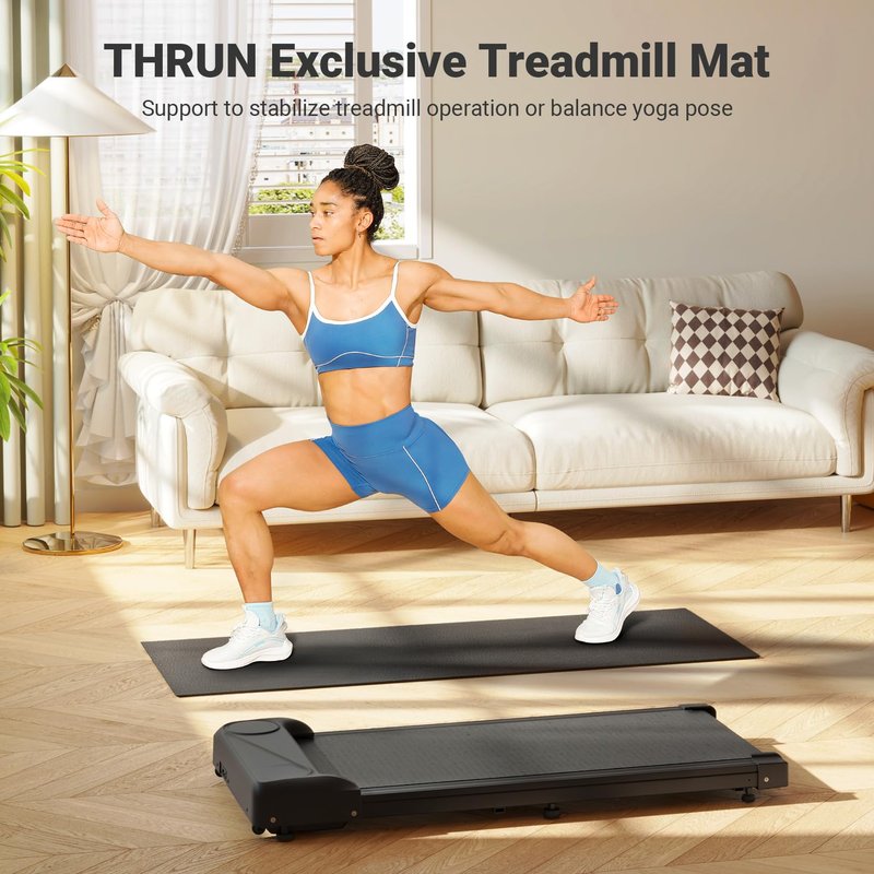 THERUN Home Gym Treadmill Exercise Bike Mat Non-Slip, Workout Mat Thick, Heavy-Duty Floor Mat for Fitness and Yoga, Medium