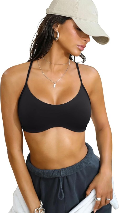LASLULU Women's Y-Back Sports Bra - Padded Racerback for Yoga & Gym | Comfortable Athletic Top