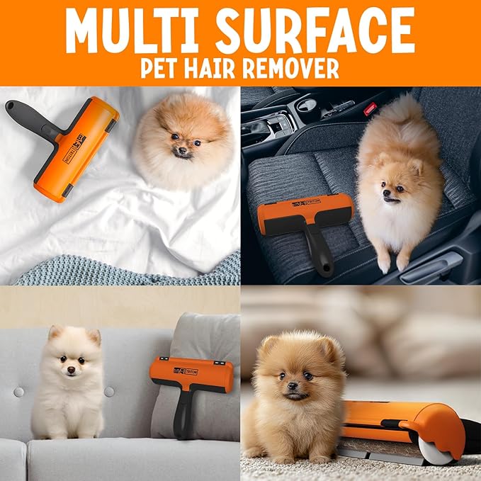 Triton Pet Hair Removal Tool w/Trapping Compartment - Easy to Use Pet Hair Roller, Hair Remover Tool - Cat and Dog Hair Remover - Pet Hair Remover for Furniture, Couch, Bedding, Clothes, Car