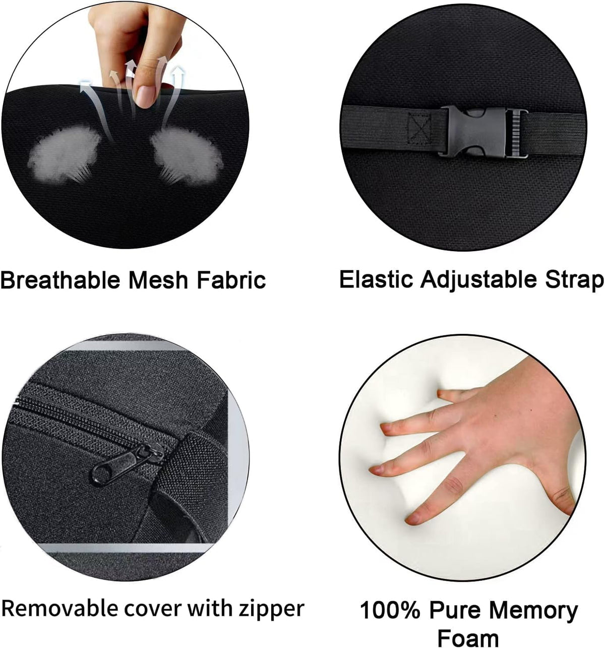 2 Pack Car Headrest Pillow for Neck Support, Soft Car Neck Pillow for Driving with Adjustable Strap and Removable Cover, Universal Fit Headrest Car Pillow